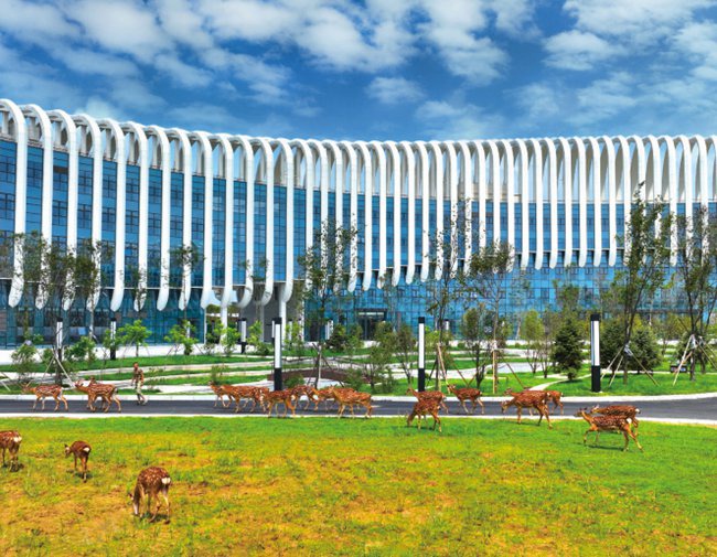 東豐·國際梅花鹿產業創投園。（東豐縣委宣傳部供圖 祁巍攝）