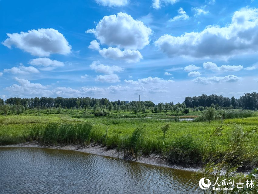 藍天白云水光粼粼。人民網記者 馬俊華攝