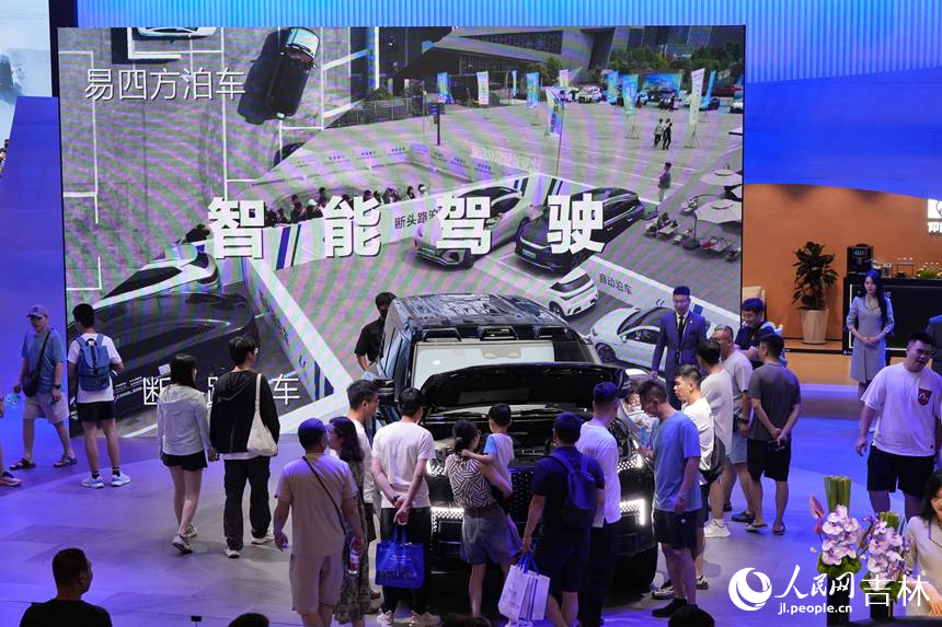觀眾在汽博會上感受前沿技術成果。人民網記者 李洋攝