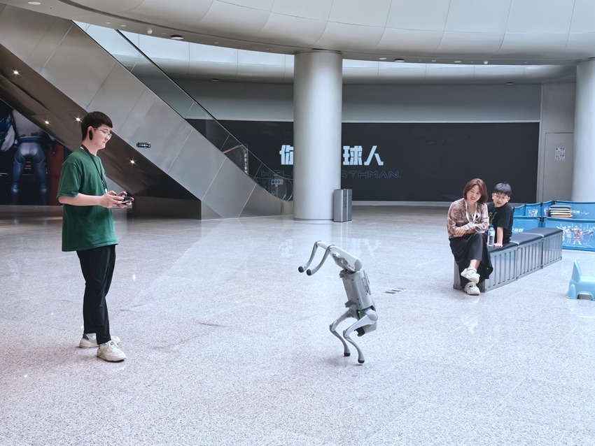 小朋友被機器狗吸引。人民網記者 王海躍攝