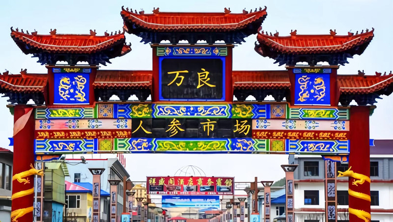 萬良鎮的長白山人參市場。撫松縣宣傳部供圖。