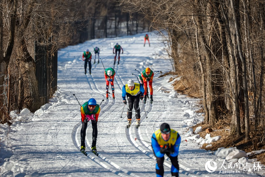 選手們馳騁在森林賽道中。人民網記者 李洋攝