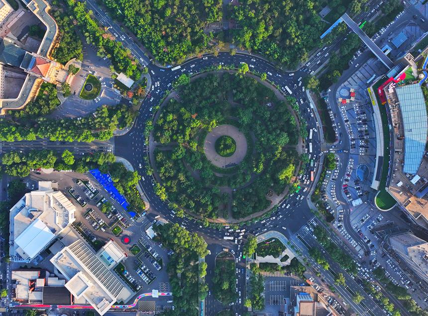 新民大街盡頭，廣場綠樹成蔭。人民網記者 李洋攝