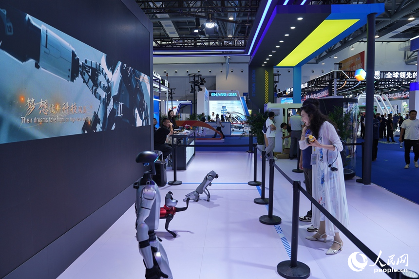 博覽會上，觀眾與機器人互動。人民網記者 李洋攝